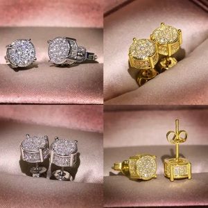 925Sterling Silver BLING ICED HIP HOP STUD EARRING